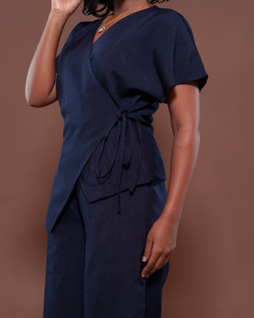 Camilla Wrap Top in Navy