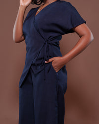 Camilla Wrap Top in Navy