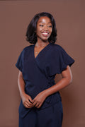 Camilla Wrap Top in Navy