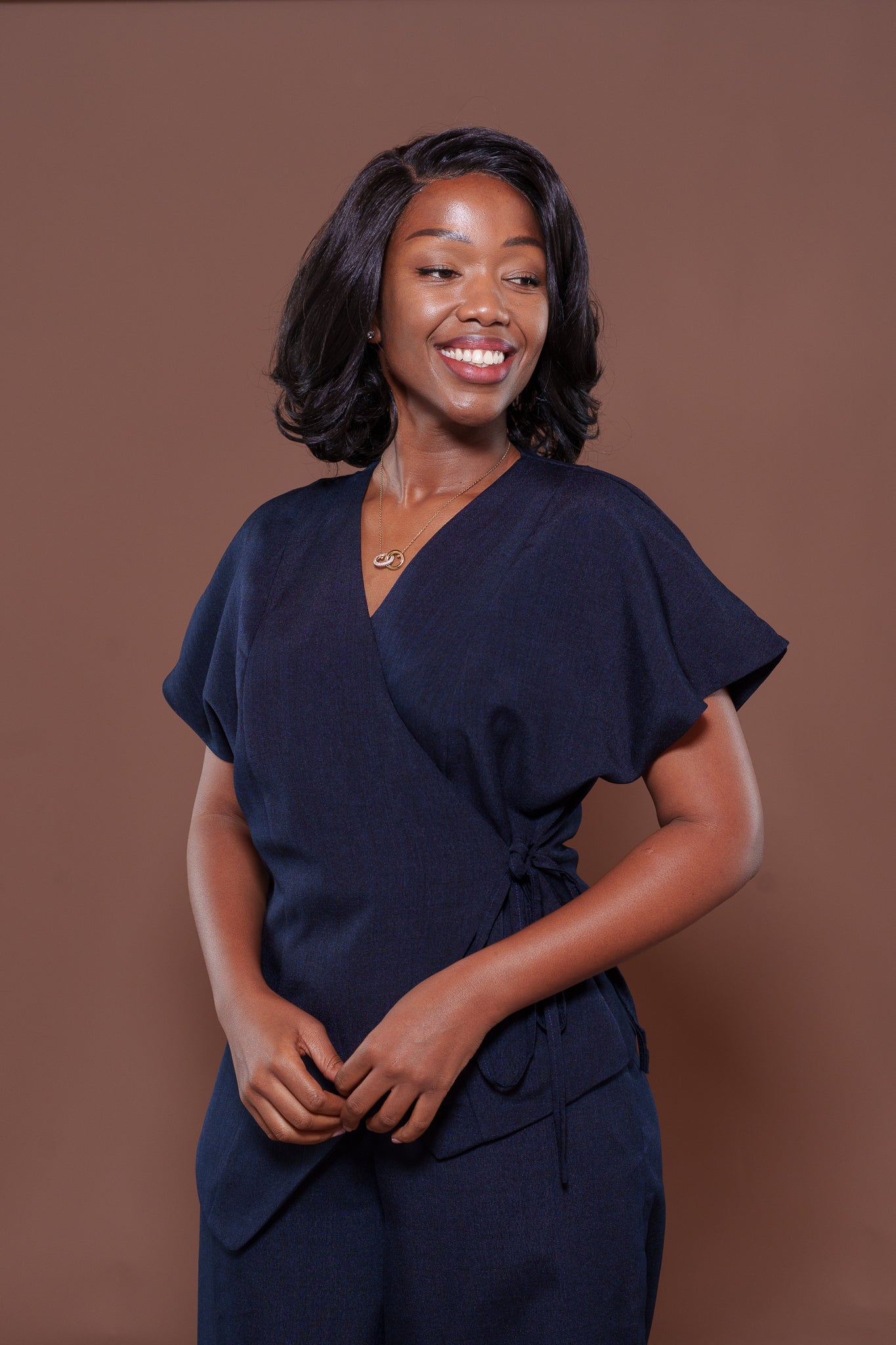 Camilla Wrap Top in Navy