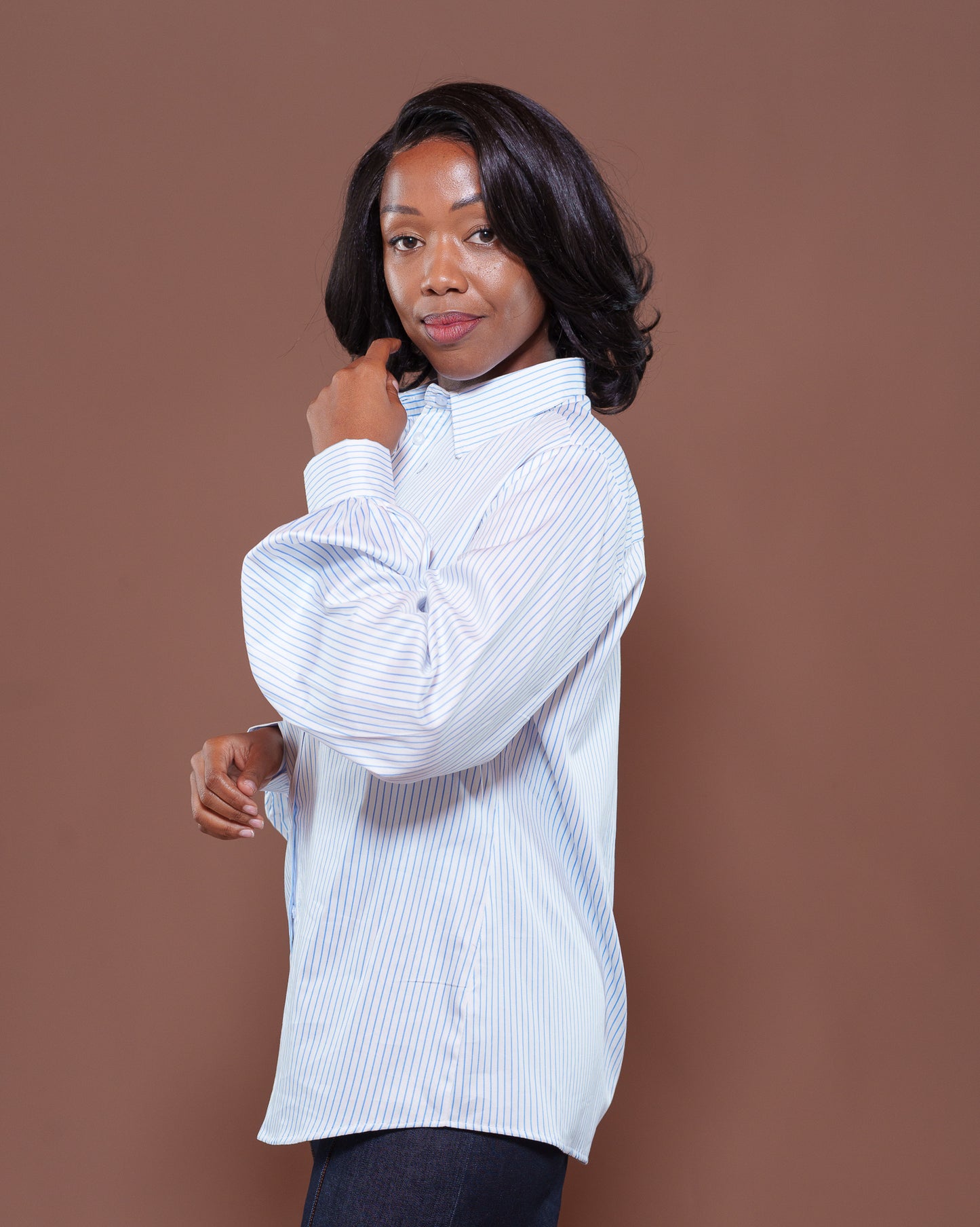 Odessy Stripped Shirt in Pearl