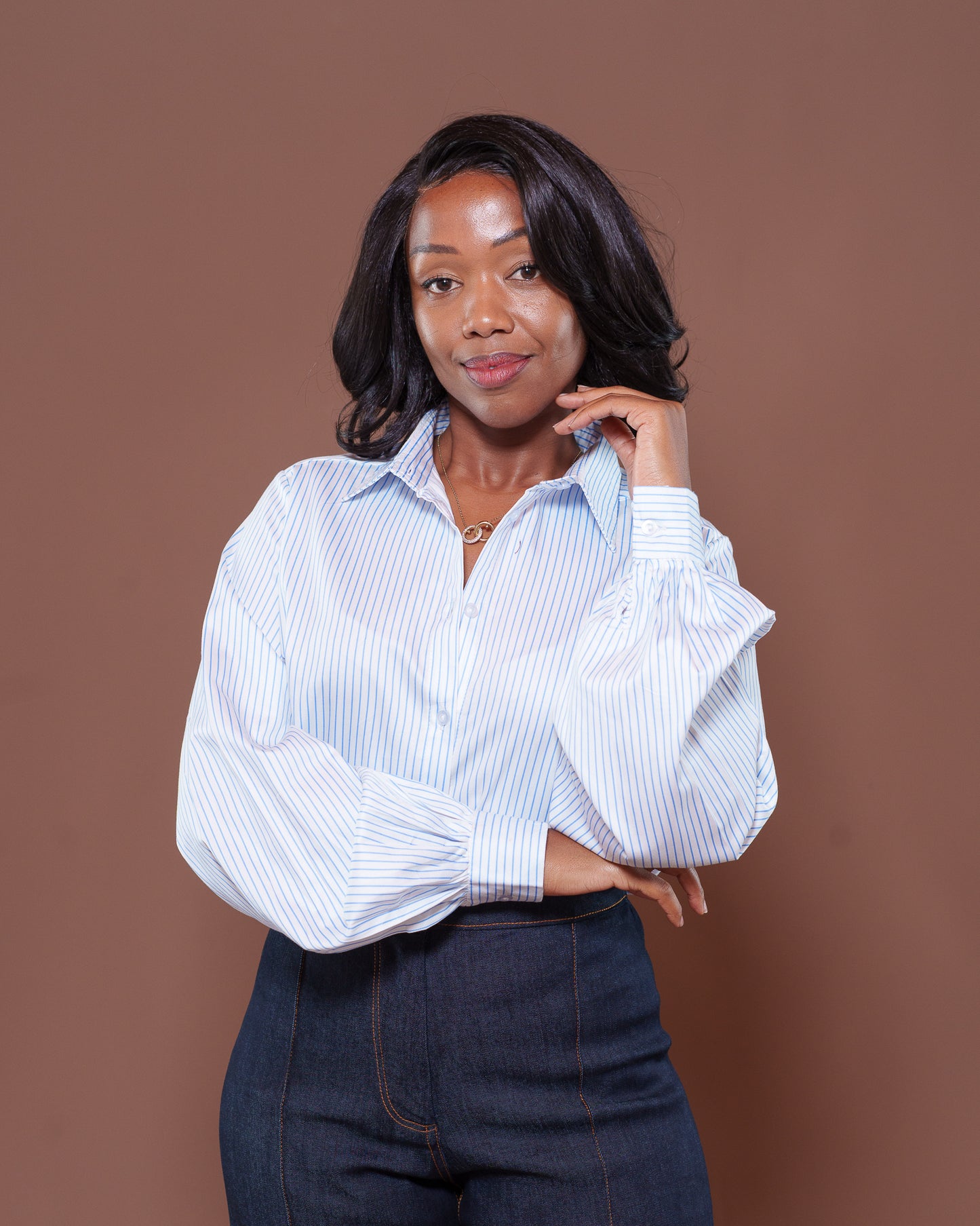 Odessy Stripped Shirt in Pearl