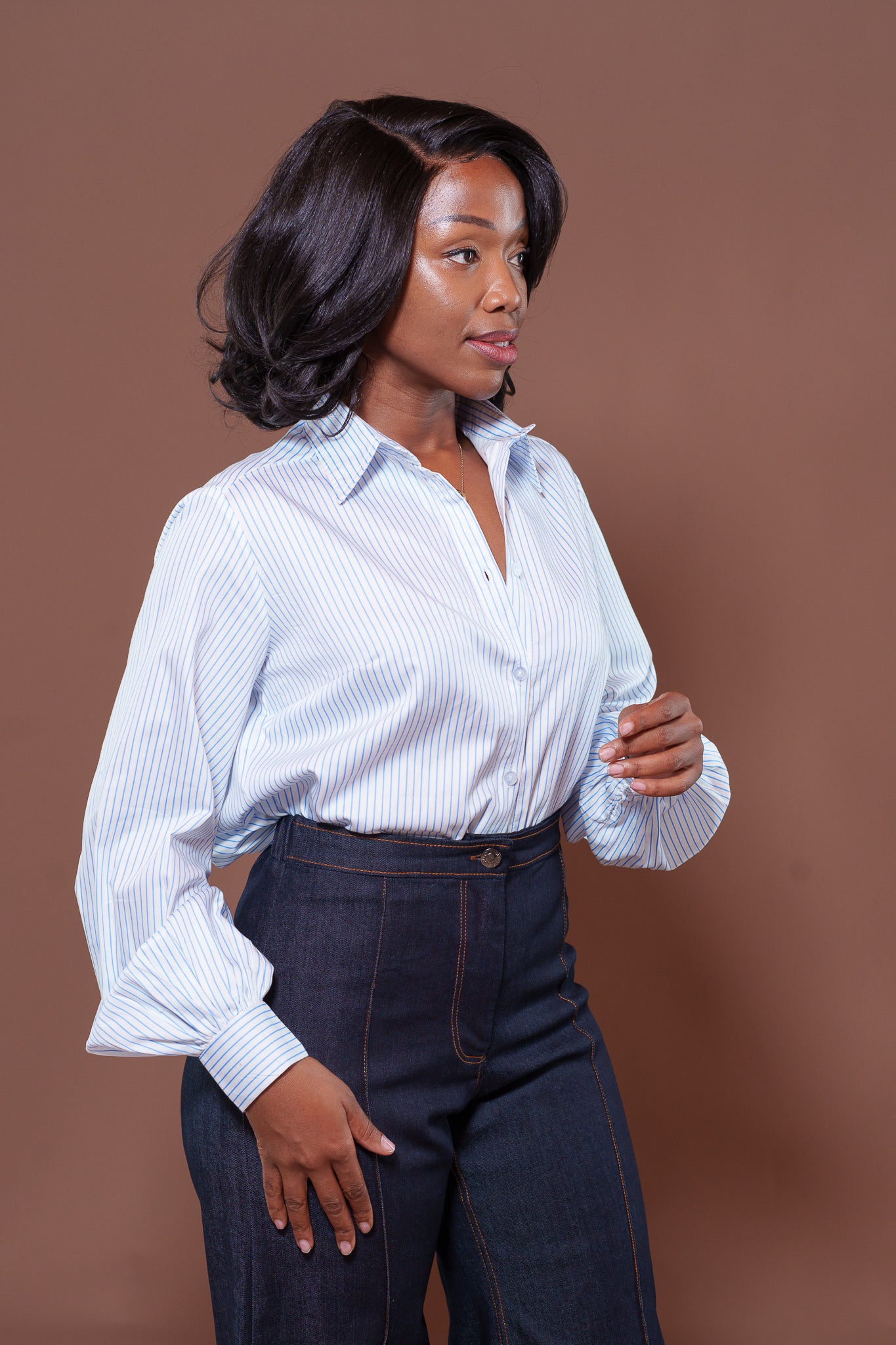 Odessy Stripped Shirt in Pearl