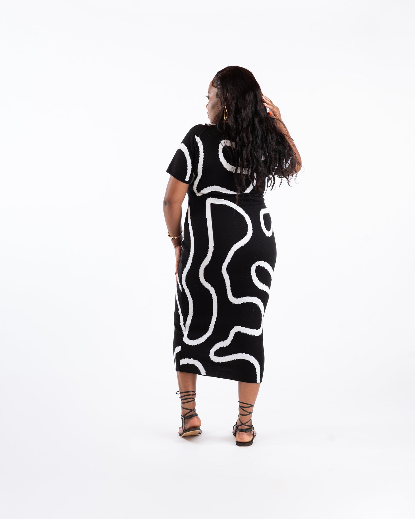 PETRA Knit Midi Dress In Black