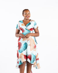 Ginkgo Midi Wrap Dress in Tan