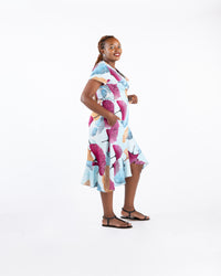 Ginkgo Midi Wrap Dress in Fuchsia