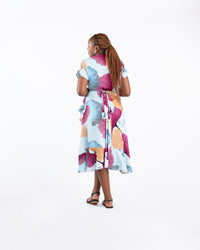 Ginkgo Midi Wrap Dress in Fuchsia