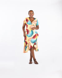 Ginkgo Midi Wrap Dress in Crimson
