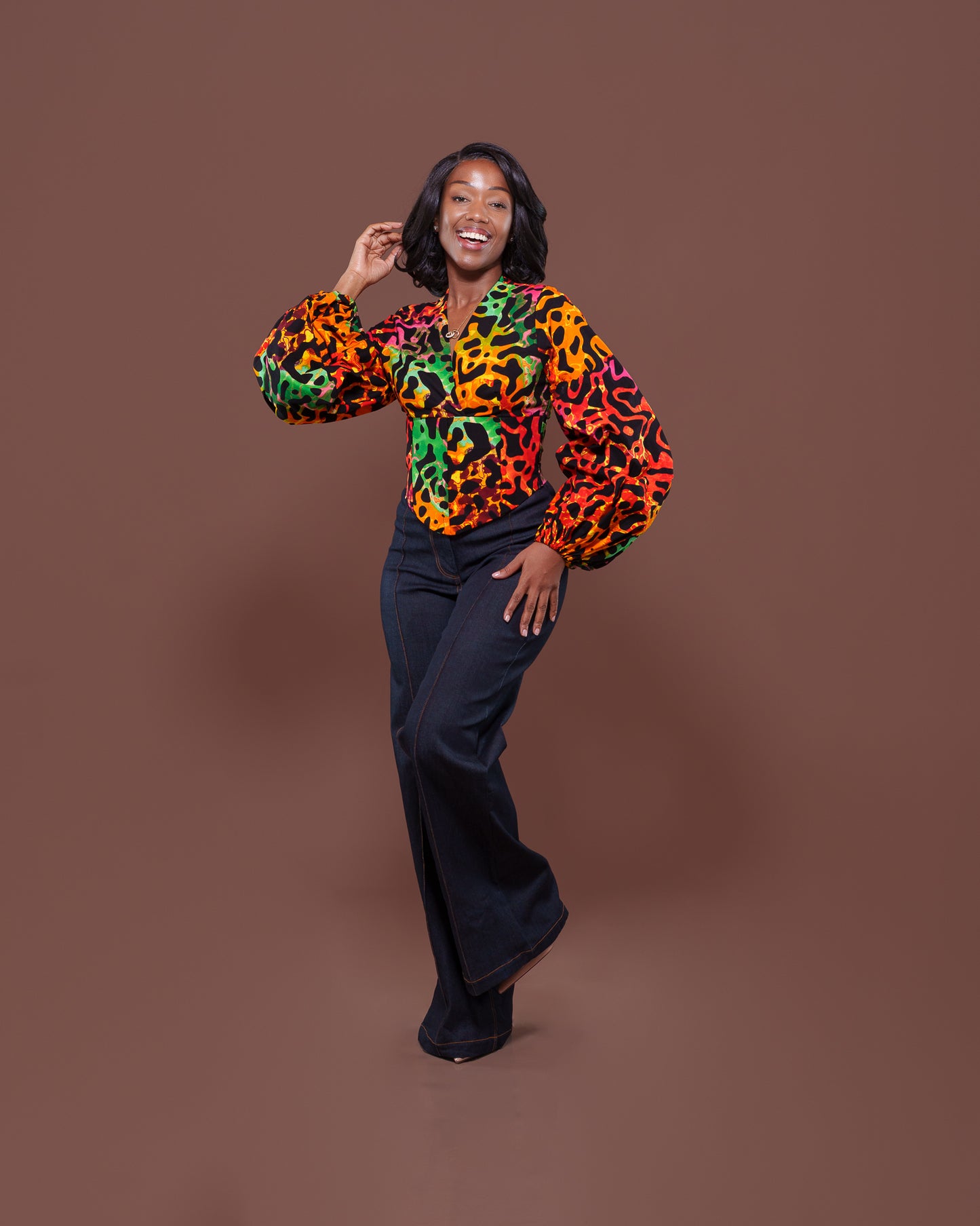 Adire Corset Top In Liquid Camo