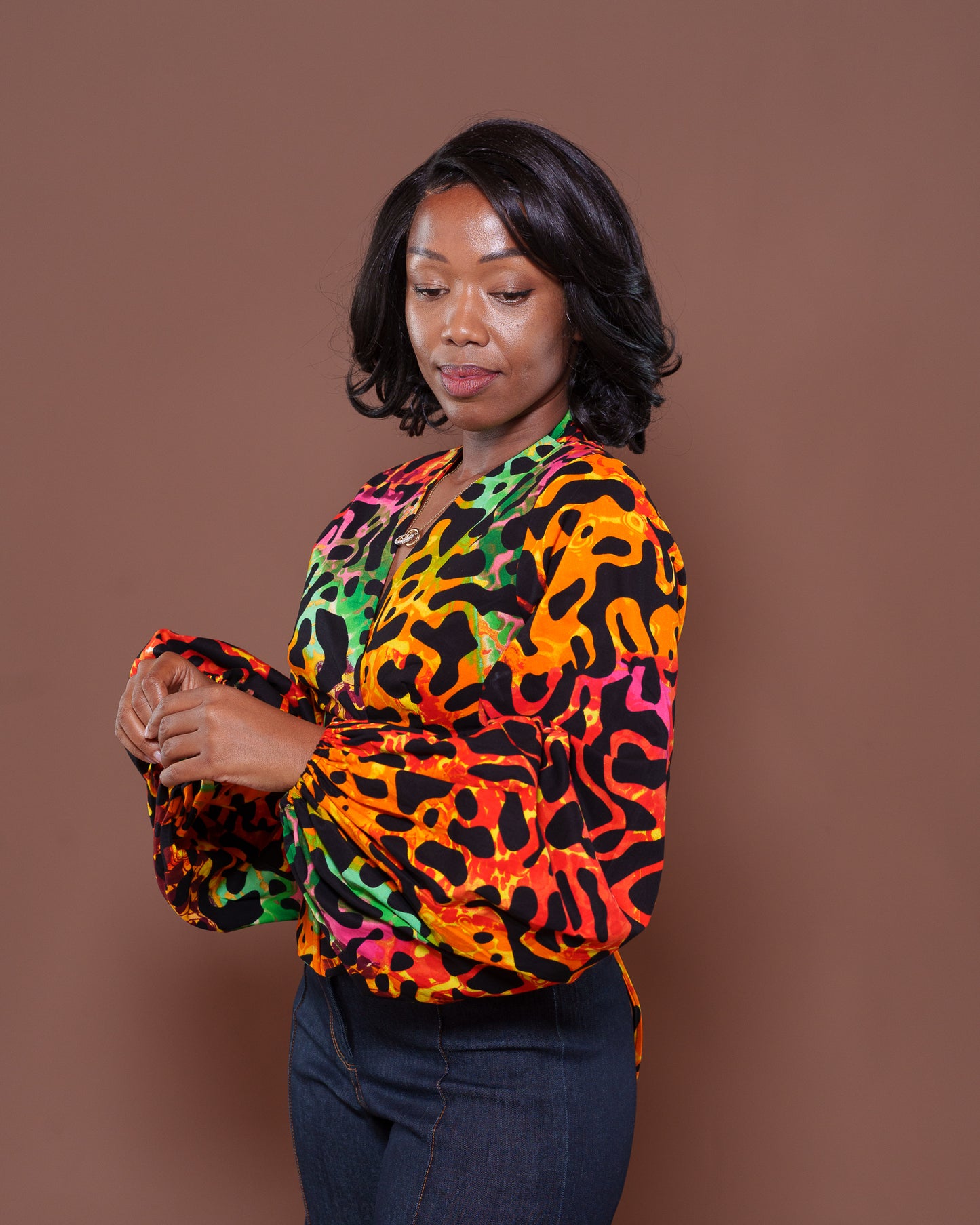 Adire Corset Top In Liquid Camo