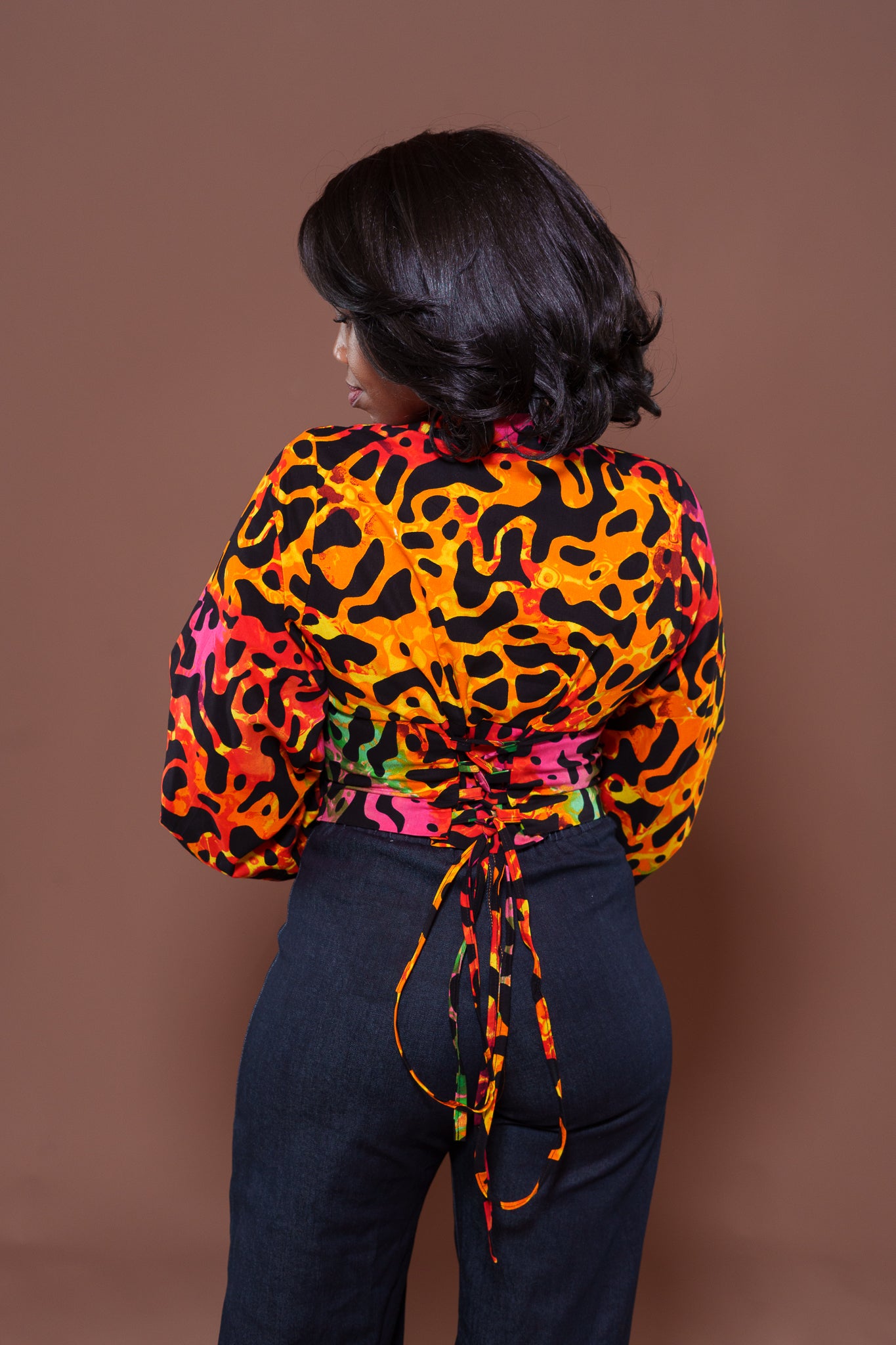 Adire Corset Top In Liquid Camo