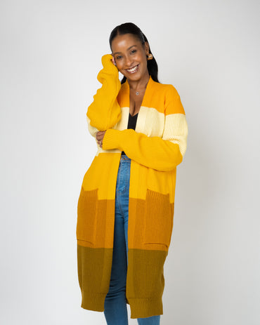 Mustard Monochrome Midi Cardigan