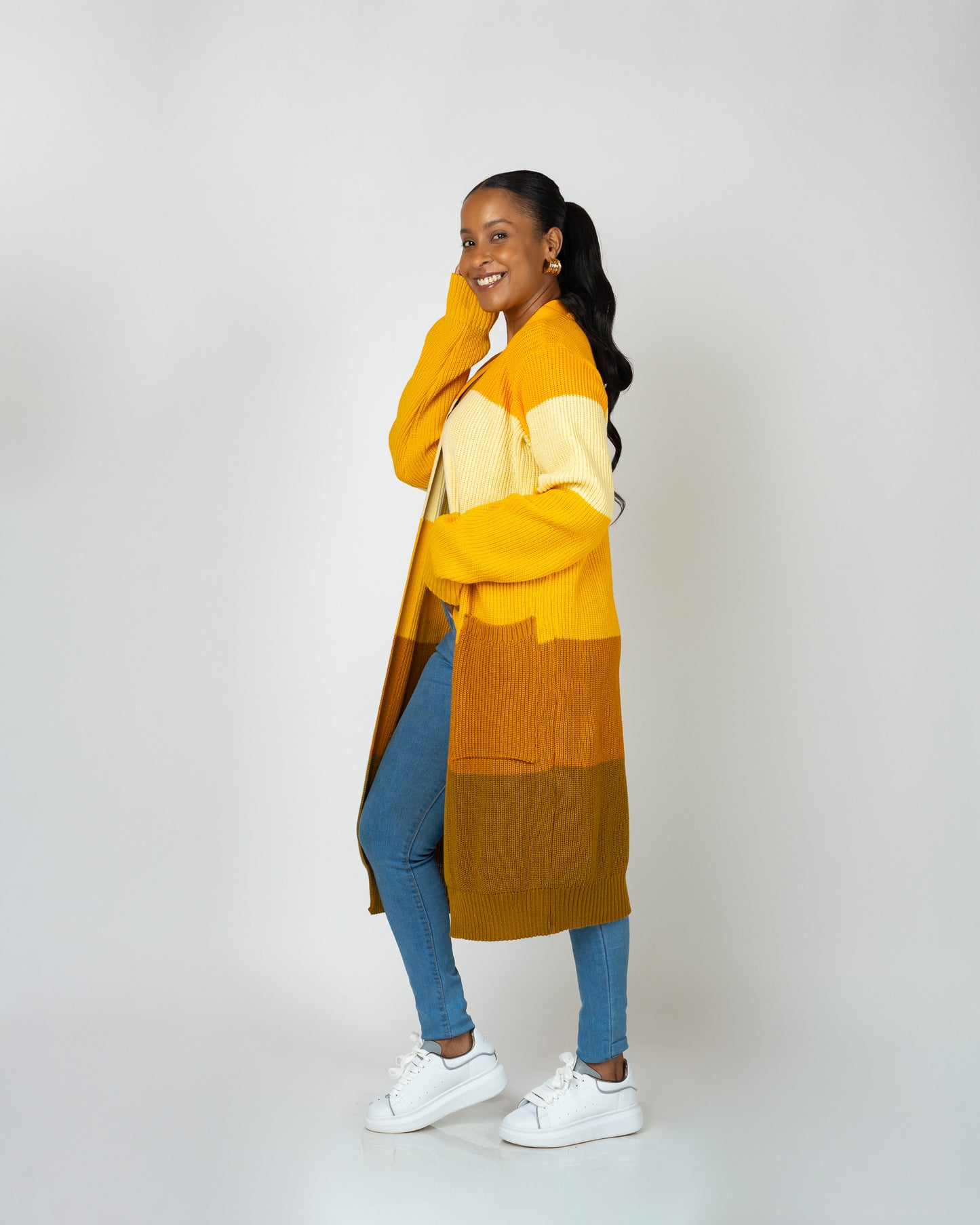 Mustard Monochrome Midi Cardigan