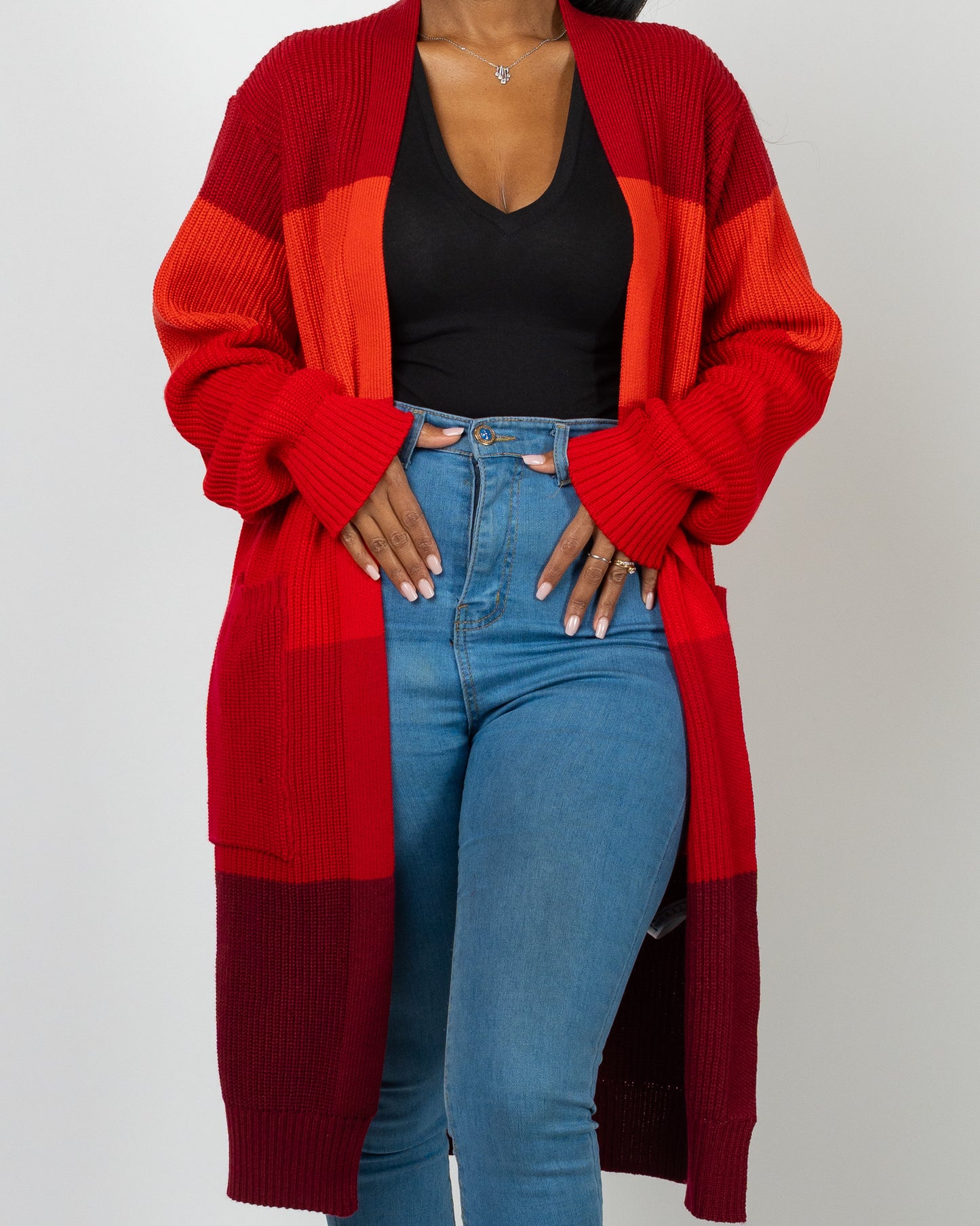 Scarlet Monochrome Midi Cardigan