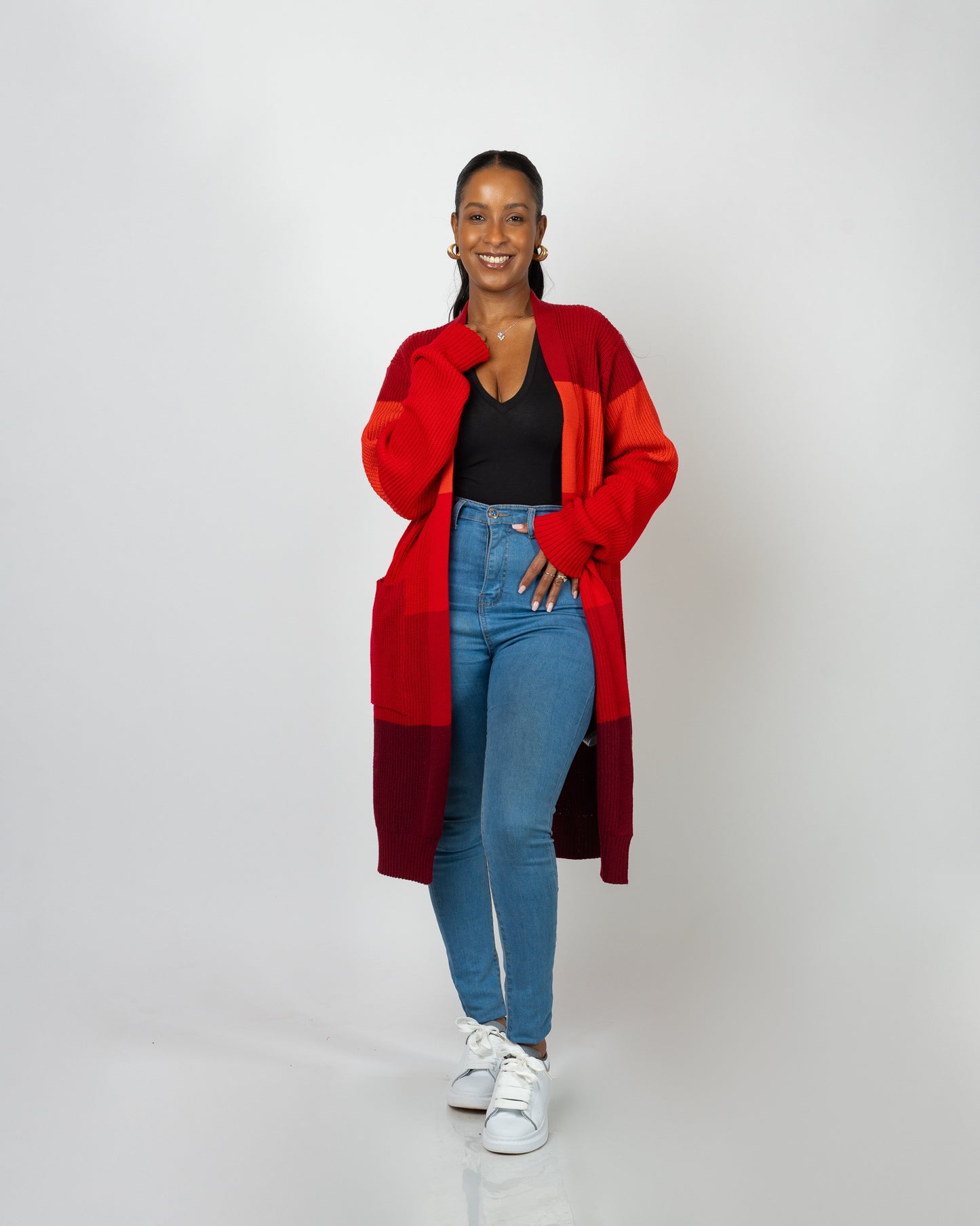 Scarlet Monochrome Midi Cardigan