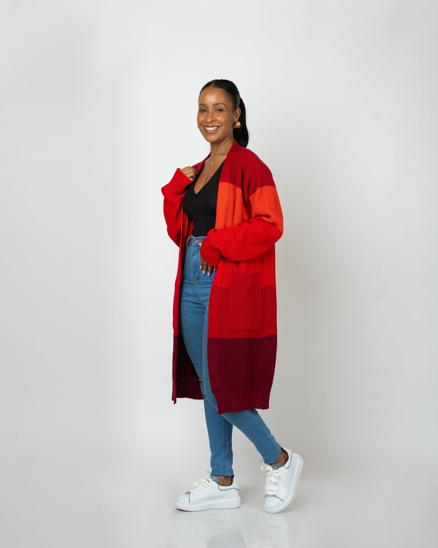 Scarlet Monochrome Midi Cardigan