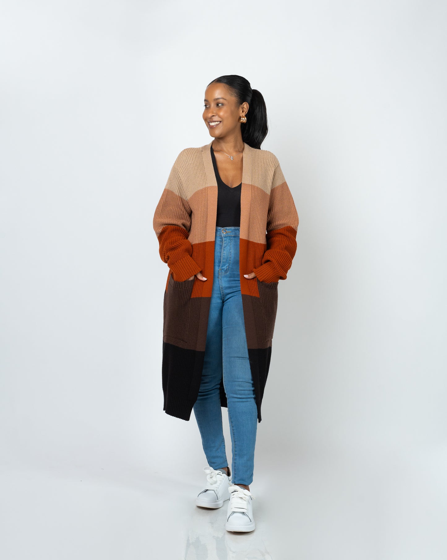 Choco Monochrome Midi Cardigan