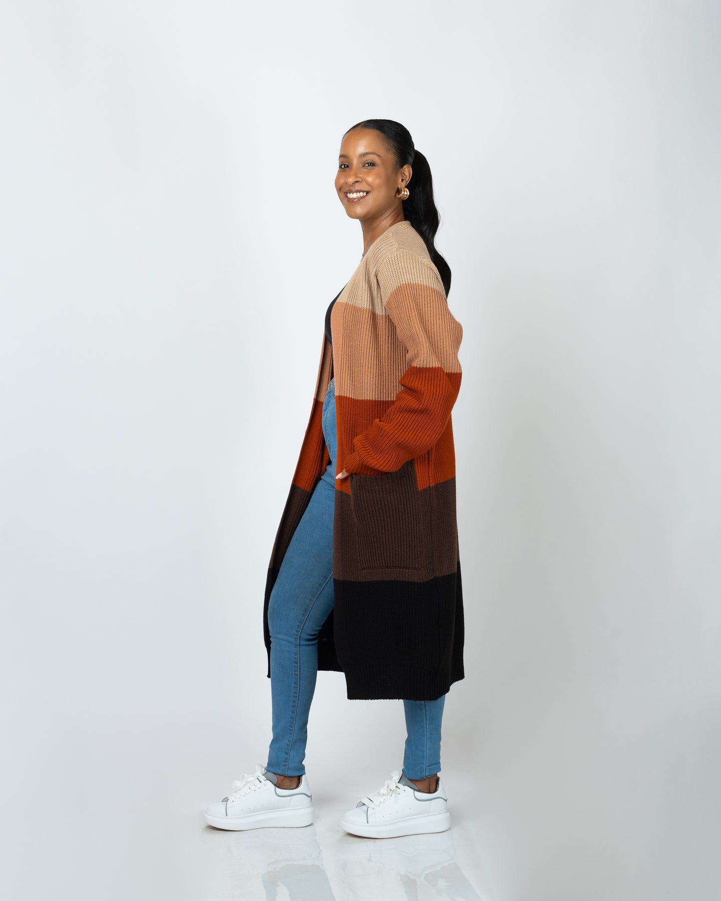 Choco Monochrome Midi Cardigan