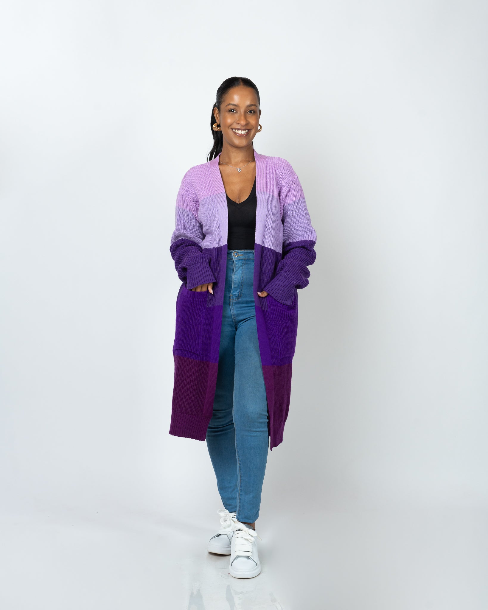 Violet Monochrome Midi Cardigan