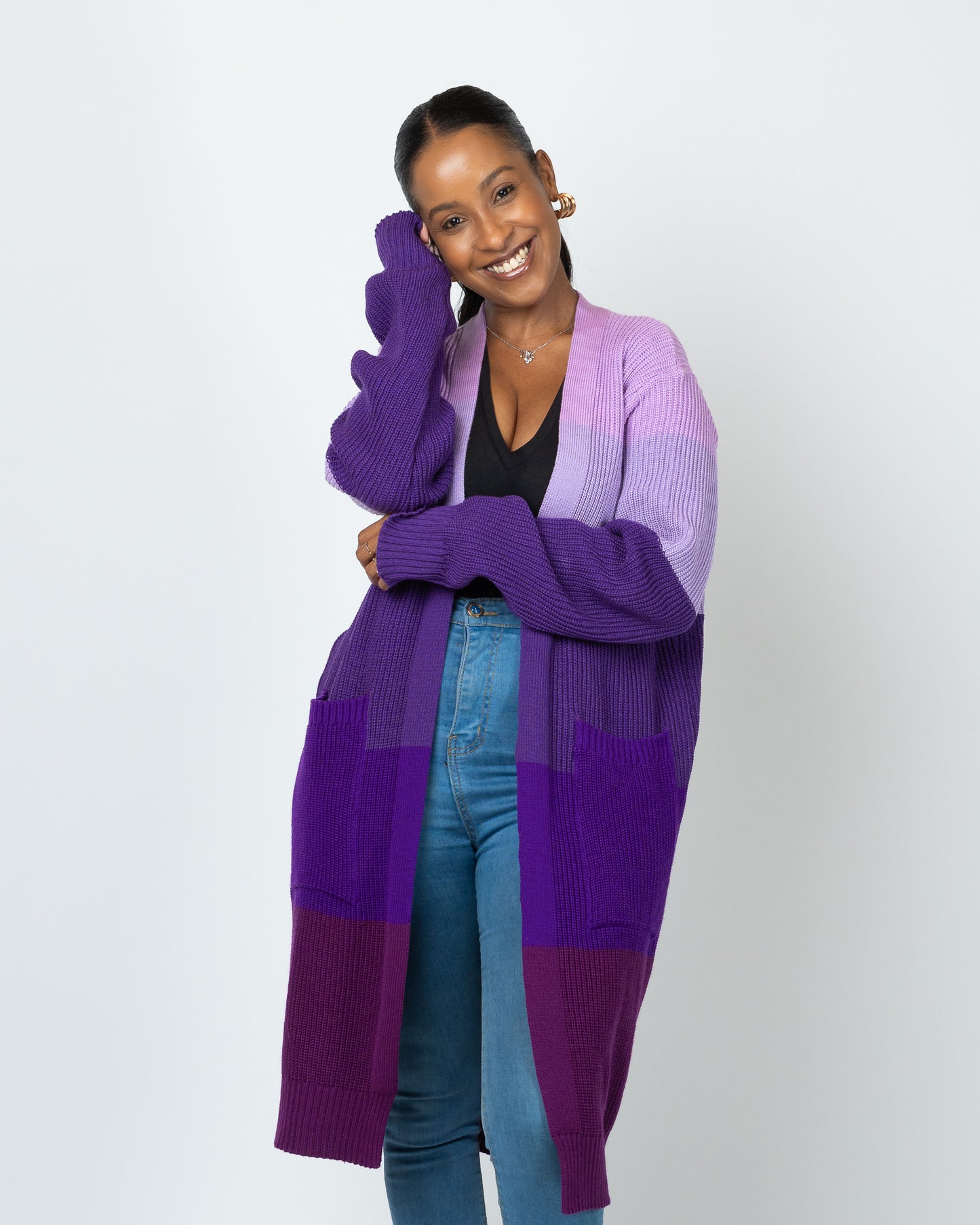 Violet Monochrome Midi Cardigan