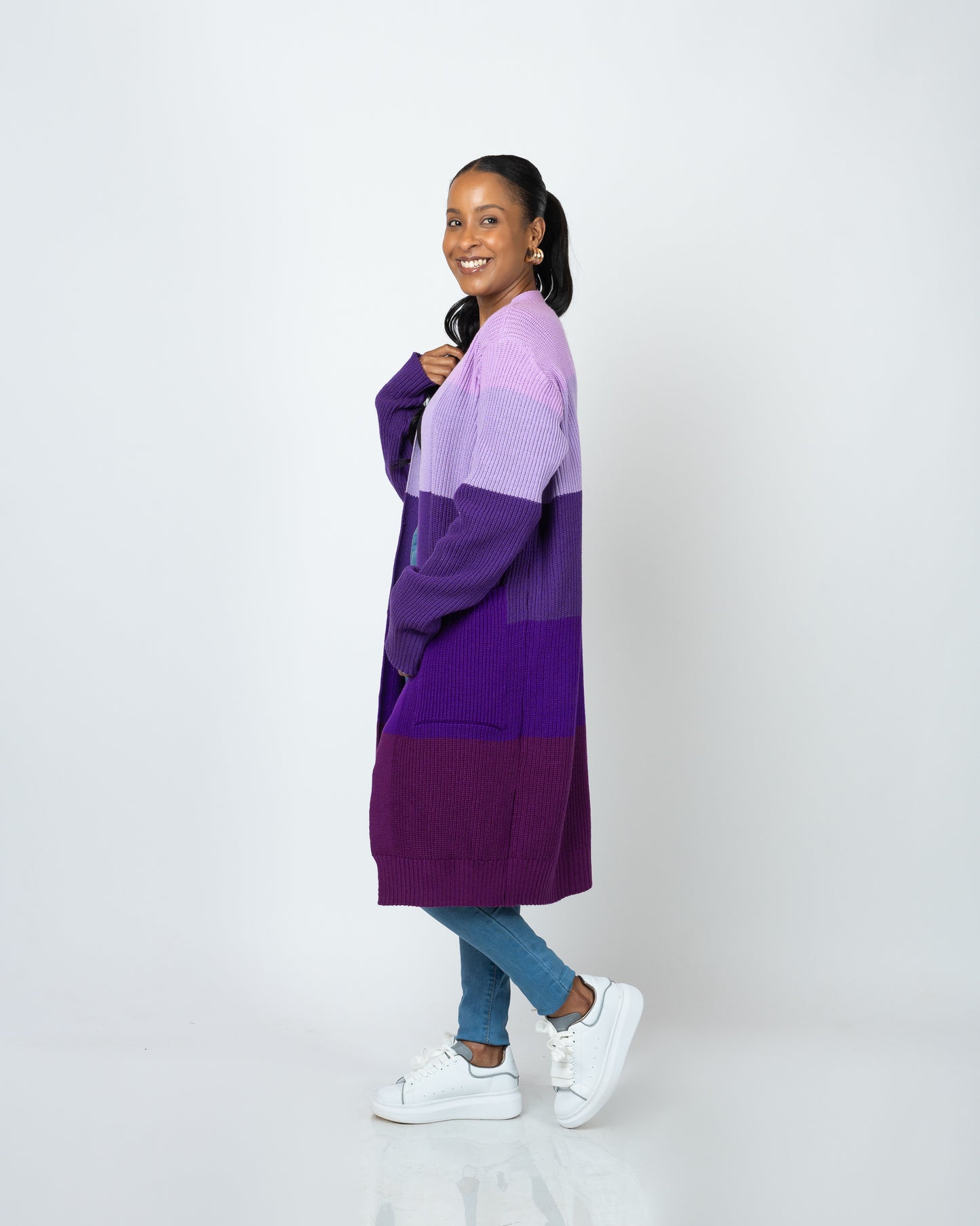 Violet Monochrome Midi Cardigan