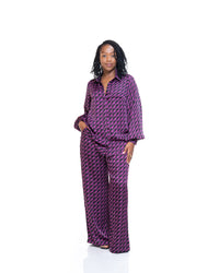 Fluid Wide Leg Pants in Art Deco