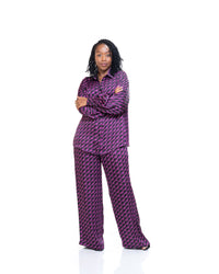 Fluid Wide Leg Pants in Art Deco
