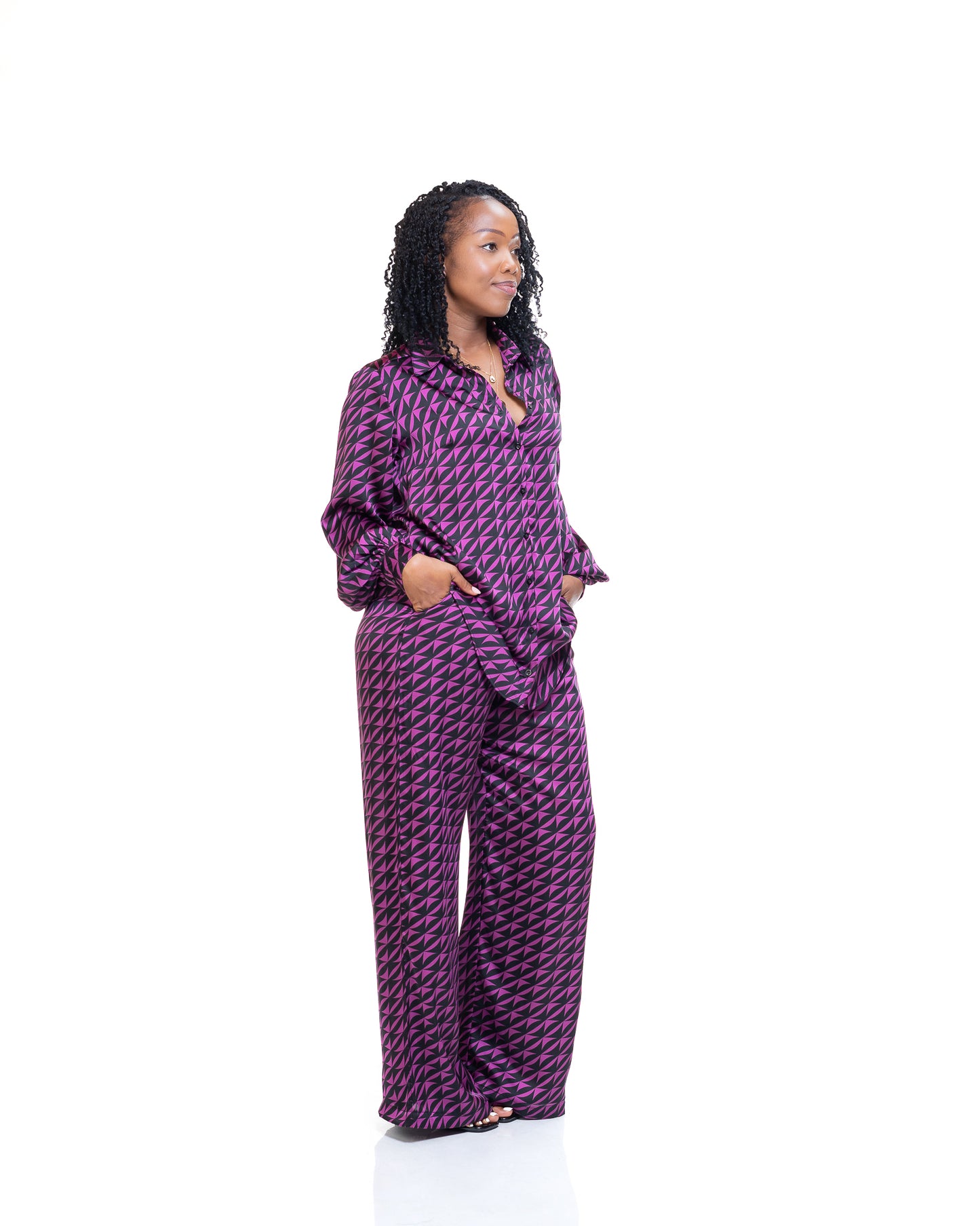Fluid Wide Leg Pants in Art Deco