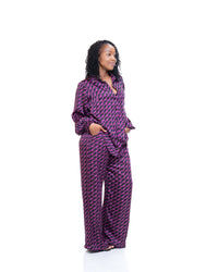 Fluid Wide Leg Pants in Art Deco