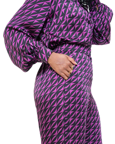 Fluid Wide Leg Pants in Art Deco
