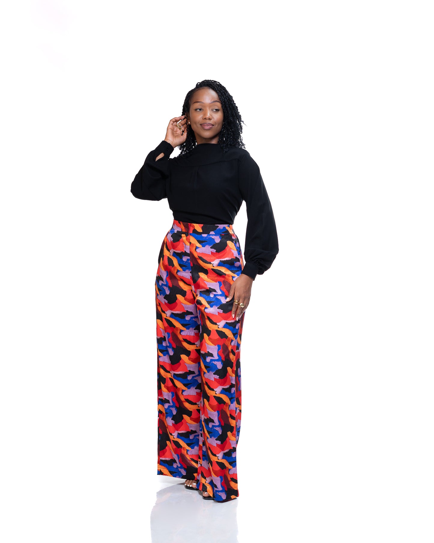 Monet Wide Leg Pants In Red