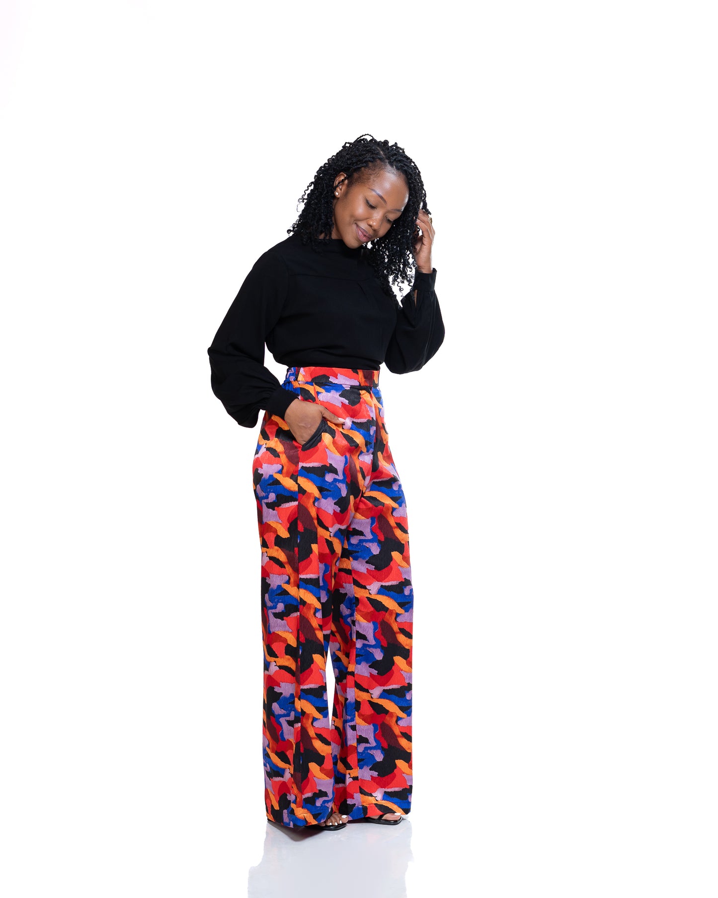 Monet Wide Leg Pants In Red