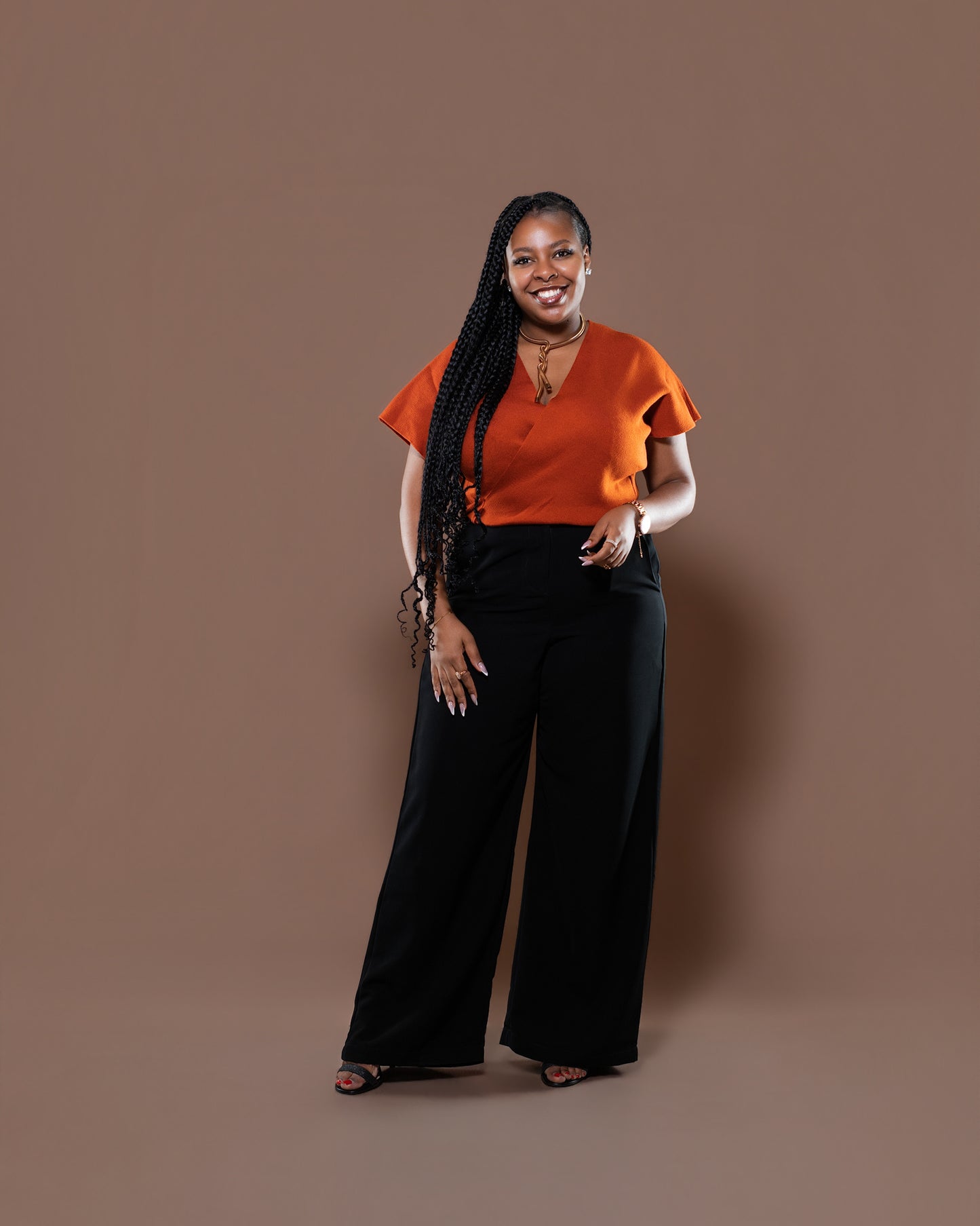 Ayla Knit Top In Burnt Orange