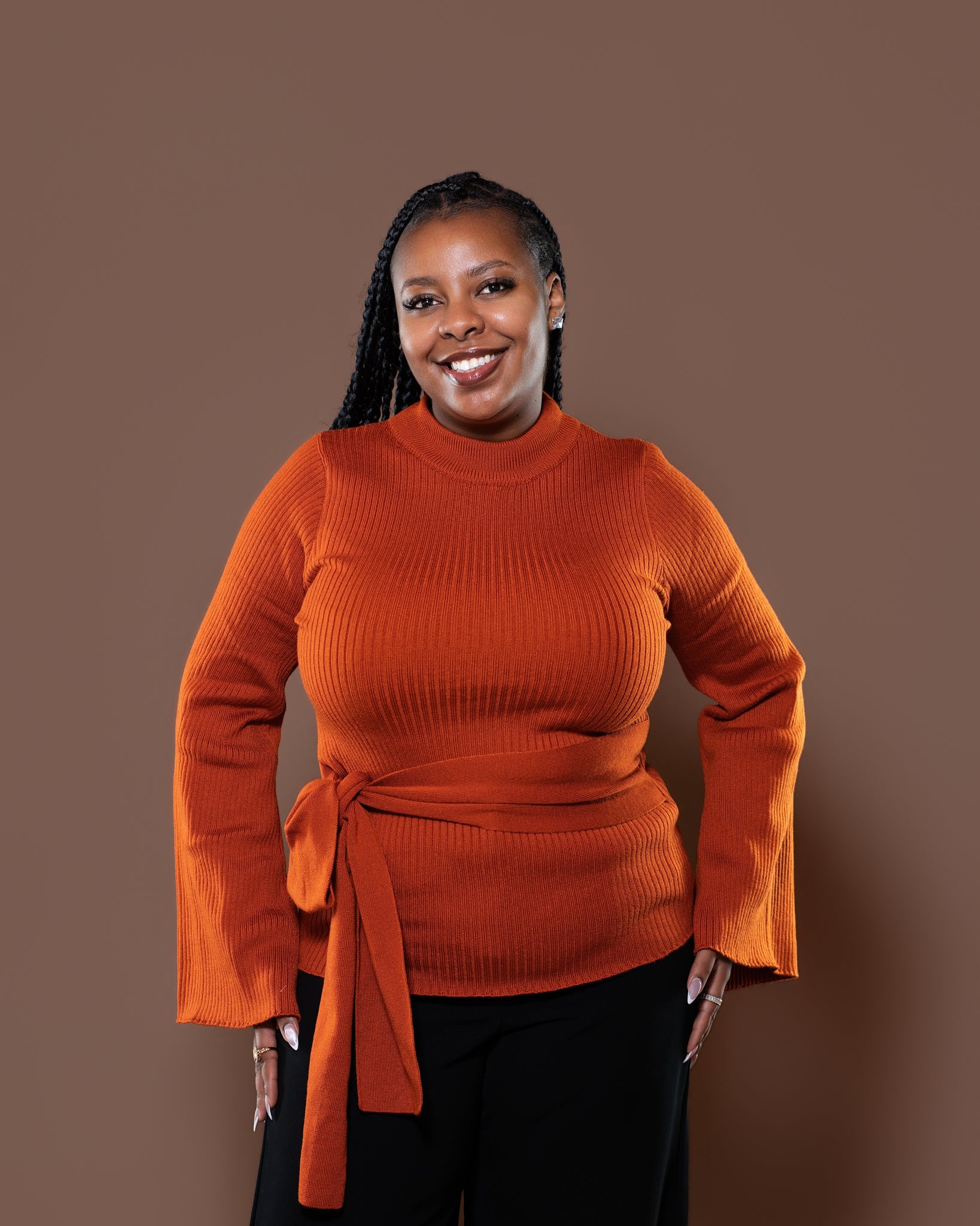 Aura Knit Top in Burnt Orange