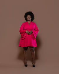 Vouge Mini Dress in Ruby Pink