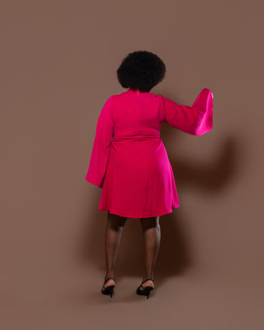 Vouge Mini Dress in Ruby Pink