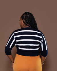 Riviera Stripe Knit Top in Navy