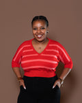 Riviera Stripe Knit Top in Red