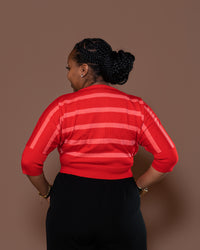 Riviera Stripe Knit Top in Red