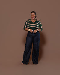 Riviera Stripe Knit Top in Emerald
