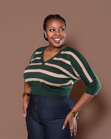 Riviera Stripe Knit Top in Emerald