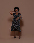 Olive Bloom Midi Wrap Dress