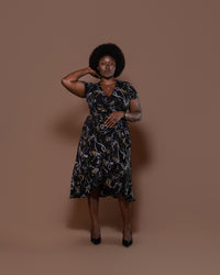 Olive Bloom Midi Wrap Dress