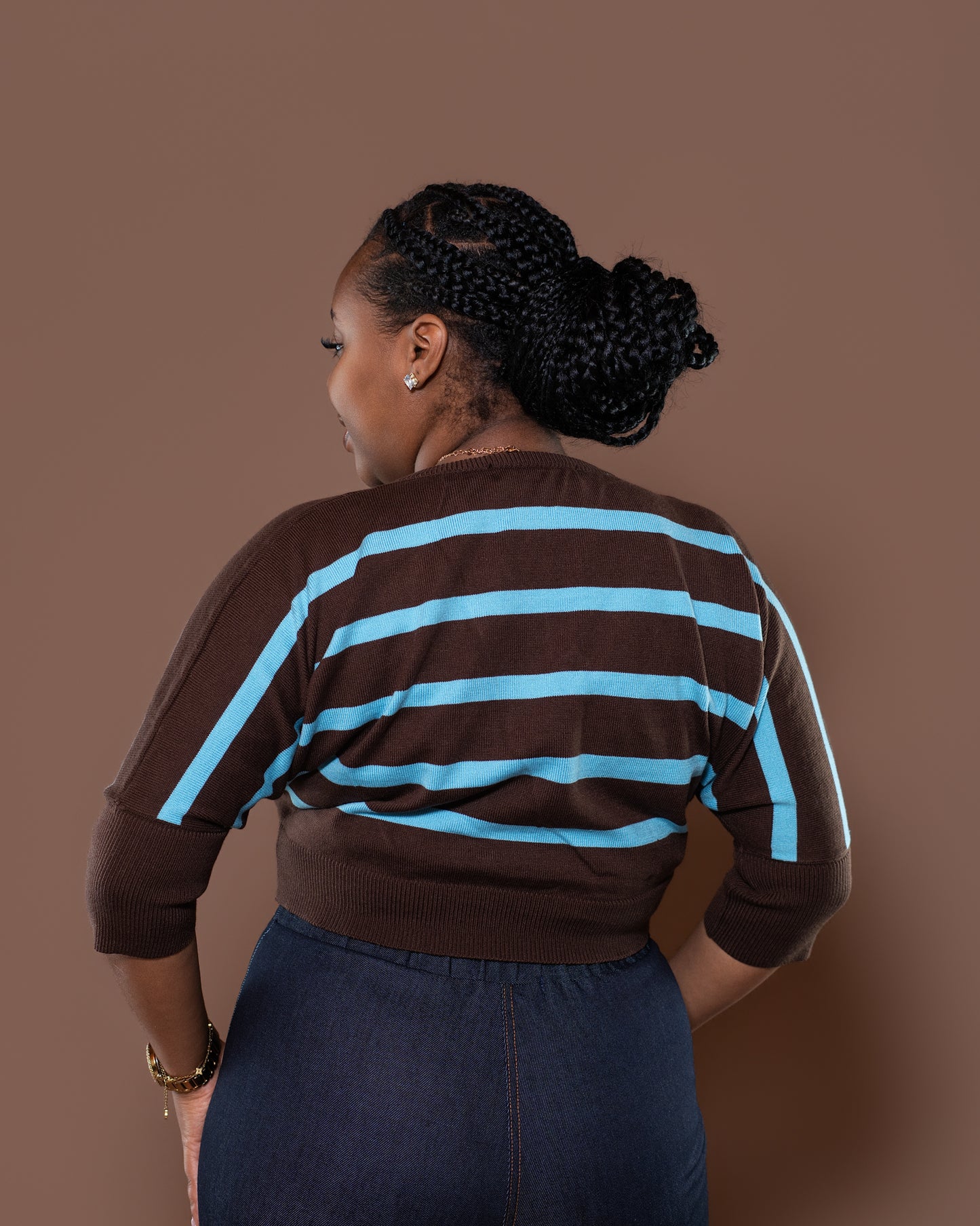 Riviera Stripe Knit Top in Brown