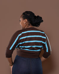 Riviera Stripe Knit Top in Brown
