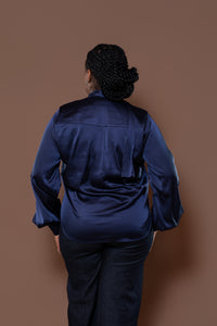 Bella Blouse in Navy Shine