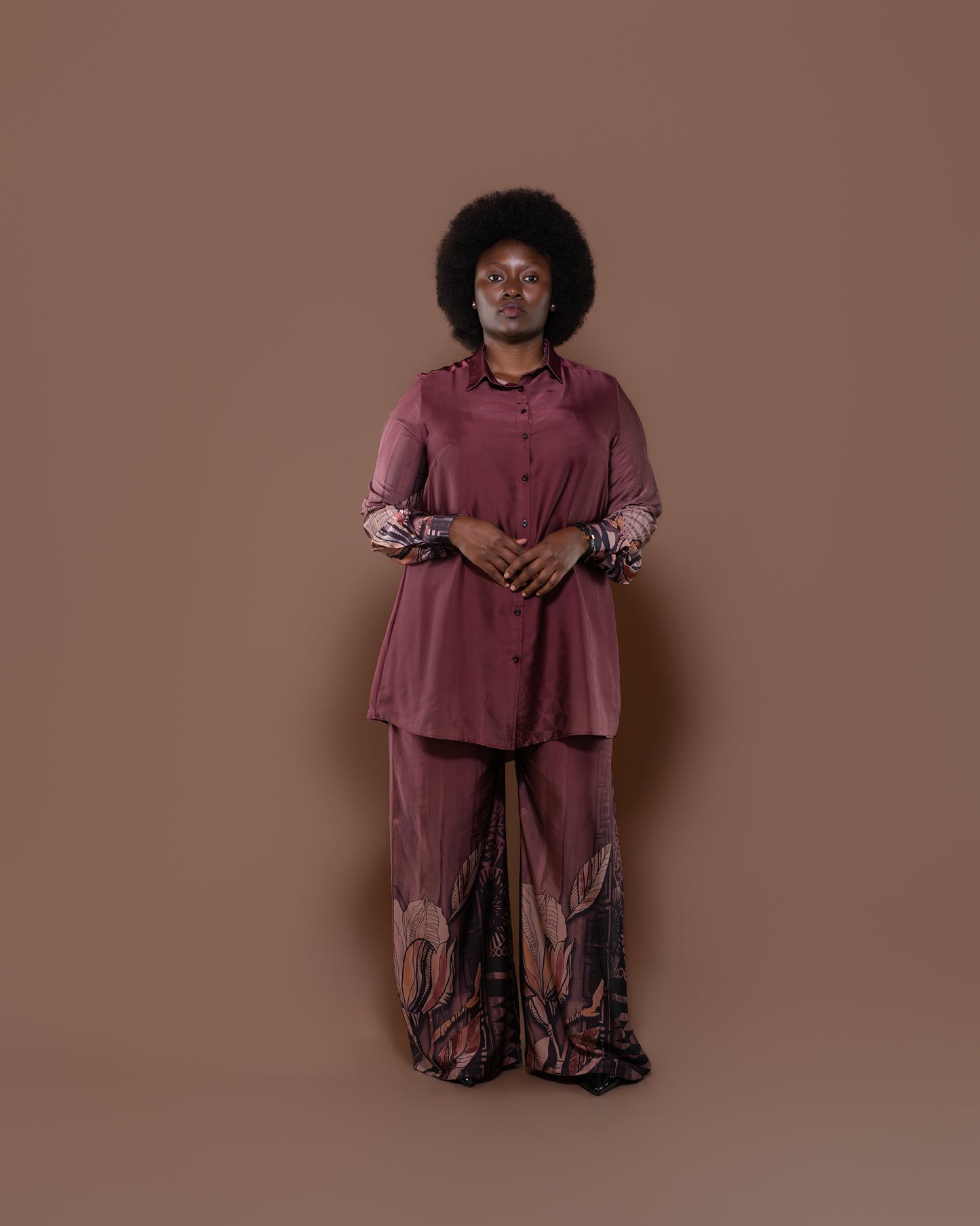 Botanical Boarder Blouse in Mauve