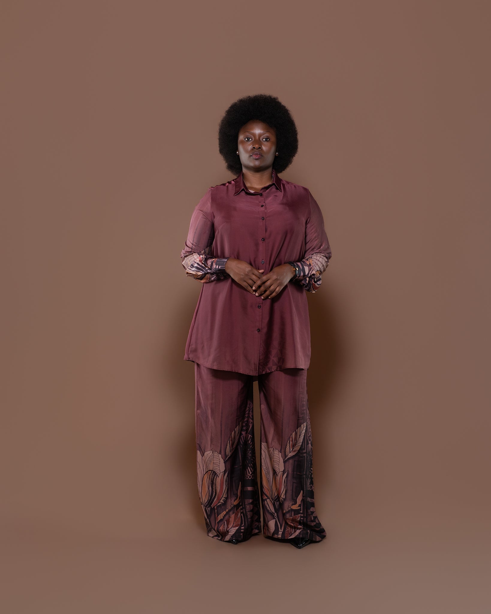Botanical Boarder Blouse in Mauve