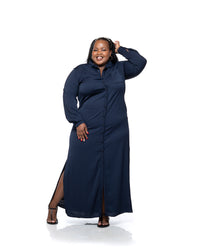 Chiffon Maxi Shirt Dress in Navy