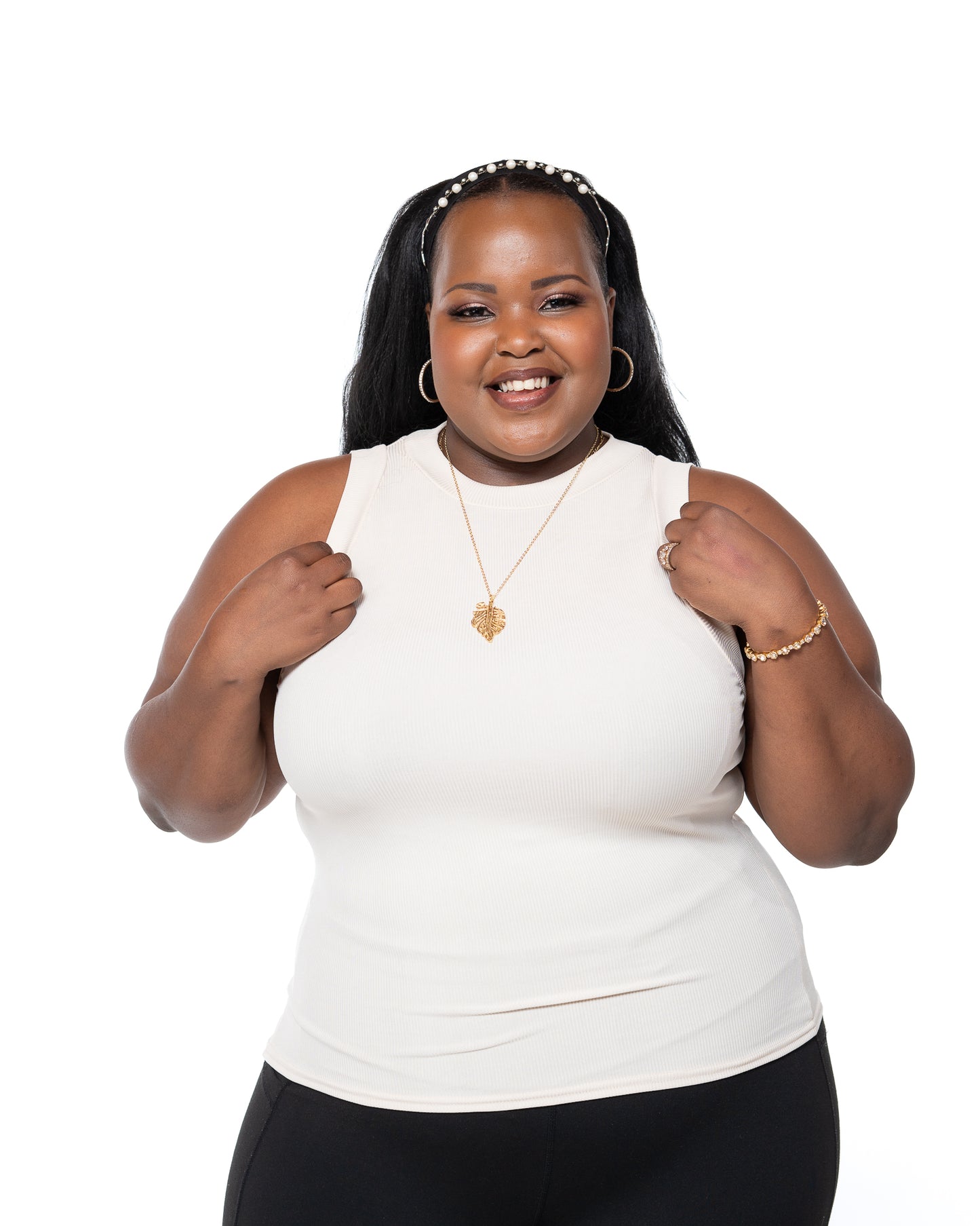 Beige Ribbed Tank Top